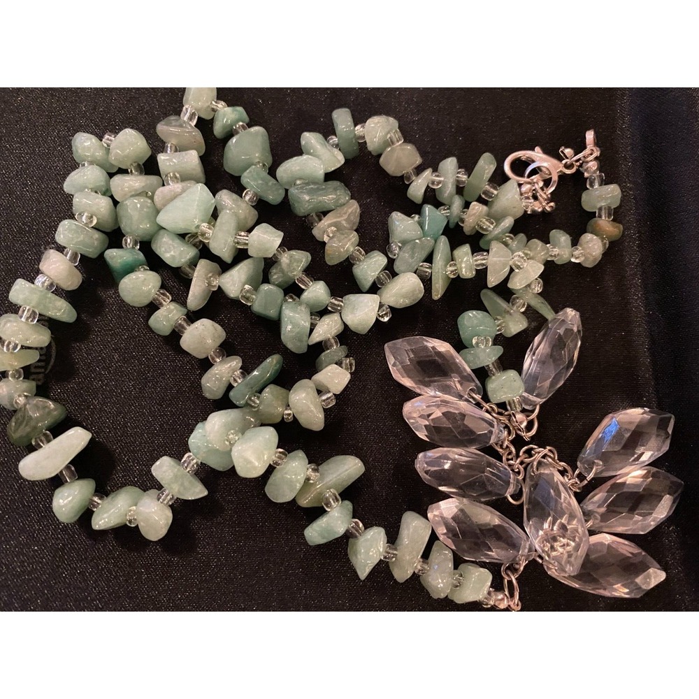 Women's Green Beaded Stone like Long Necklace‎ Loft Jewelry Used
